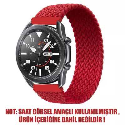 Microsonic Samsung Galaxy Watch Active 2 44mm Kordon, (Medium Size, 155mm) Braided Solo Loop Band Kırmızı