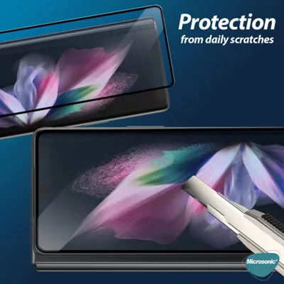 Microsonic Samsung Galaxy Z Fold 3 Tam Kaplayan Temperli Cam Ekran Koruyucu Siyah