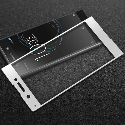 Microsonic Sony Xperia XA1 Kavisli Temperli Cam Ekran Koruyucu Film Beyaz
