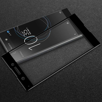 Microsonic Sony Xperia XA1 Kavisli Temperli Cam Ekran Koruyucu Film Siyah