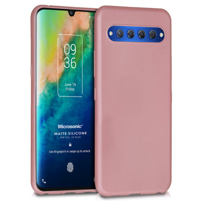 Microsonic TCL 10 Plus Kılıf Matte Silicone Rose Gold