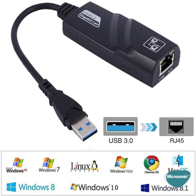 Microsonic USB 3.0 to Ethernet Adaptör Siyah