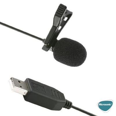 Microsonic USB Microphone, USB Girişli Yaka Mikrofonu Siyah