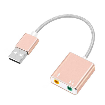 Microsonic USB Sound Card Kablo, USB to 3.5mm Kulaklık ve Mikrofon Çevirici Adaptör Rose Gold
