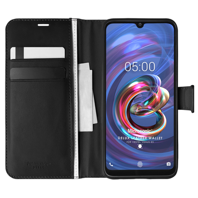 Microsonic Vestel Venüs E5 Kılıf Delux Leather Wallet Siyah