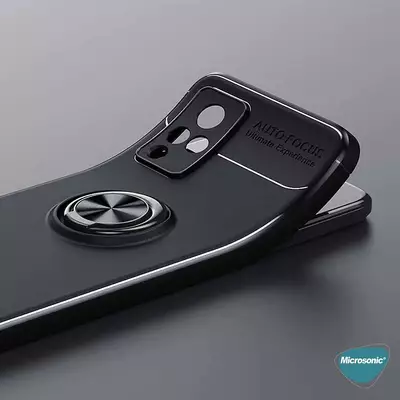 Microsonic Vivo V21 Kılıf Kickstand Ring Holder Siyah