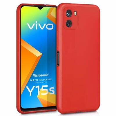 Microsonic Vivo Y15s Kılıf Matte Silicone Kırmızı