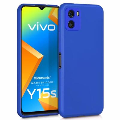 Microsonic Vivo Y15s Kılıf Matte Silicone Mavi