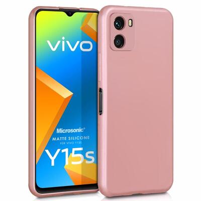 Microsonic Vivo Y15s Kılıf Matte Silicone Rose Gold