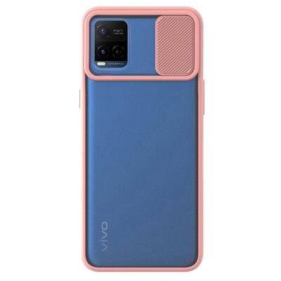 Microsonic Vivo Y21 Kılıf Slide Camera Lens Protection Pembe