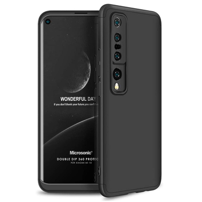 Microsonic Xiaomi Mi 10 Kılıf Double Dip 360 Protective AYS Siyah