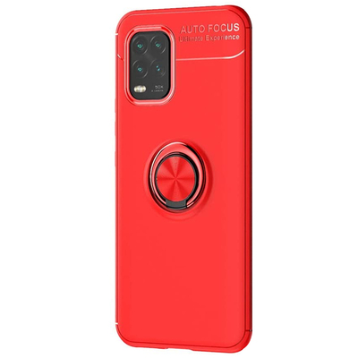 Microsonic Xiaomi Mi 10 Lite Zoom Kılıf Kickstand Ring Holder Kırmızı