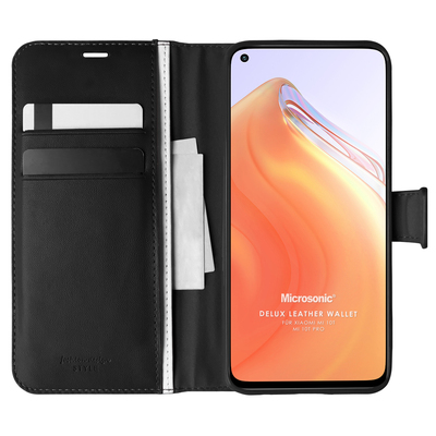 Microsonic Xiaomi Mi 10T Pro Kılıf Delux Leather Wallet Siyah