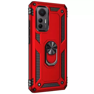 Microsonic Xiaomi Mi 12 Lite Kılıf Military Ring Holder Kırmızı