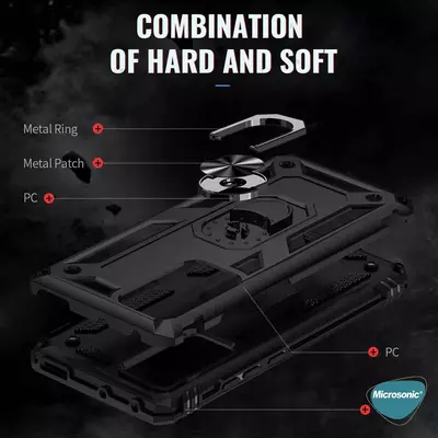 Microsonic Xiaomi Mi 13 Lite Kılıf Military Ring Holder Gümüş