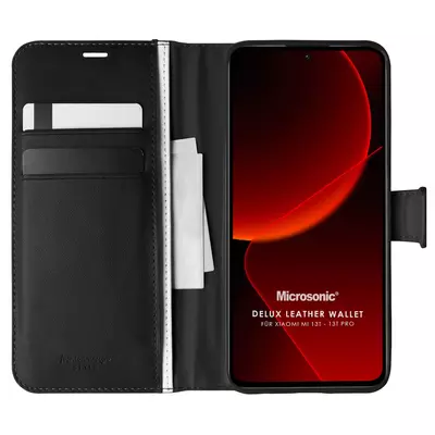 Microsonic Xiaomi Mi 13T Kılıf Delux Leather Wallet Siyah
