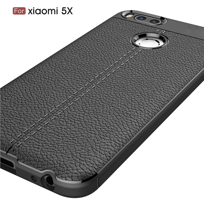 Microsonic Xiaomi Mi 5X Kılıf Deri Dokulu Silikon Gri