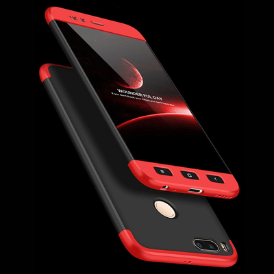 Microsonic Xiaomi Mi 5X Kılıf Double Dip 360 Protective AYS Siyah - Kırmızı