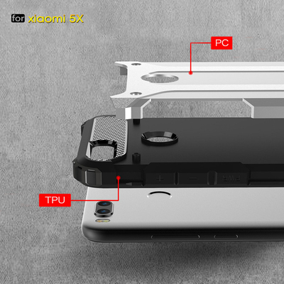 Microsonic Xiaomi Mi 5X Kılıf Rugged Armor Gümüş