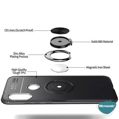 Microsonic Xiaomi Mi 8 Kılıf Kickstand Ring Holder Siyah