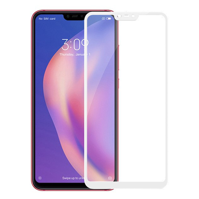 Microsonic Xiaomi Mi 8 Lite Kavisli Temperli Cam Ekran Koruyucu Film Beyaz