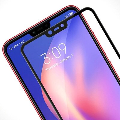 Microsonic Xiaomi Mi 8 Lite Kavisli Temperli Cam Ekran Koruyucu Film Siyah