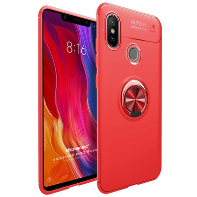 Microsonic Xiaomi Mi 8 SE Kılıf Kickstand Ring Holder Kırmızı