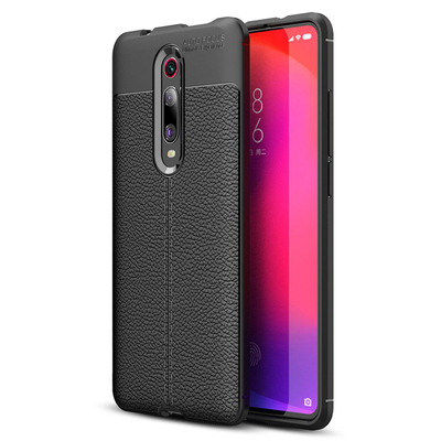 Microsonic Xiaomi Mi 9T Kılıf Deri Dokulu Silikon Siyah