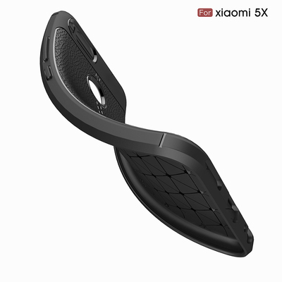 Microsonic Xiaomi Mi A1 Kılıf Deri Dokulu Silikon Siyah