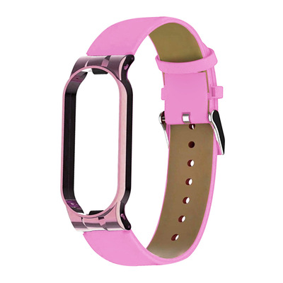 Microsonic Xiaomi Mi Band 5 Kordon Leather Wrist Strap Pembe