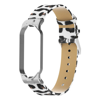 Microsonic Xiaomi Mi Band 5 Leopard Wrist Strap Kordon Beyaz