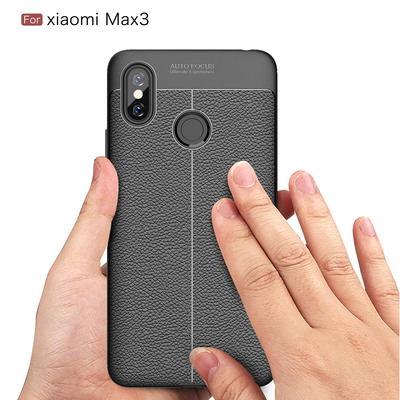 Microsonic Xiaomi Mi Max 3 Kılıf Deri Dokulu Silikon Siyah