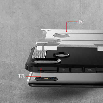 Microsonic Xiaomi Mi Max 3 Kılıf Rugged Armor Gümüş