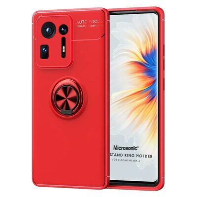 Microsonic Xiaomi Mi Mix 4 Kılıf Kickstand Ring Holder Kırmızı
