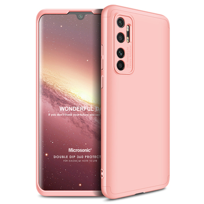 Microsonic Xiaomi Mi Note 10 Lite Kılıf Double Dip 360 Protective AYS Rose Gold