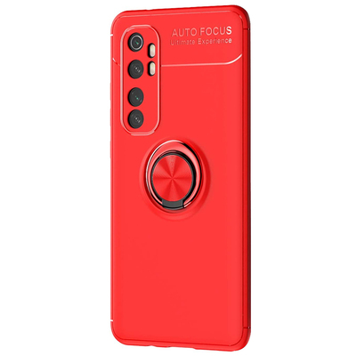 Microsonic Xiaomi Mi Note 10 Lite Kılıf Kickstand Ring Holder Kırmızı
