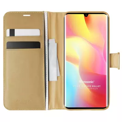 Microsonic Xiaomi Mi Note 10 Lite Kılıf Delux Leather Wallet Gold