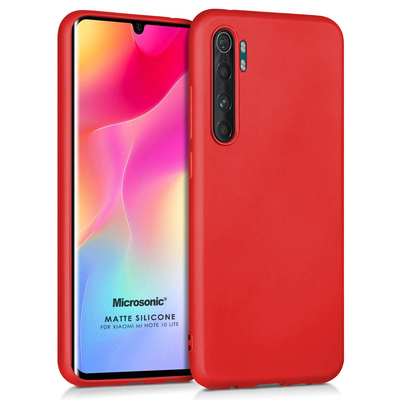 Microsonic Xiaomi Mi Note 10 Lite Kılıf Matte Silicone Kırmızı