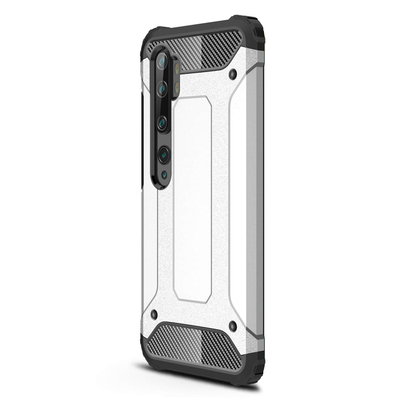 Microsonic Xiaomi Mi Note 10 Kılıf Rugged Armor Gümüş