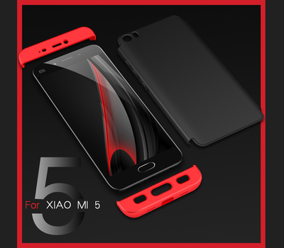 Microsonic Xiaomi Mi5 Kılıf Double Dip 360 Protective AYS Siyah - Kırmızı