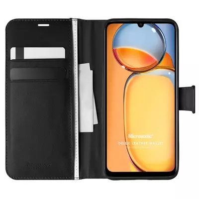 Microsonic Xiaomi Poco C65 Kılıf Delux Leather Wallet Siyah