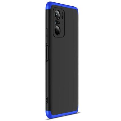Microsonic Xiaomi Poco F3 Kılıf Double Dip 360 Protective AYS Siyah Mavi