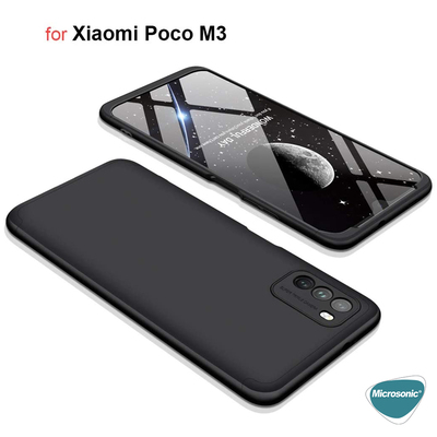Microsonic Xiaomi Poco M3 Kılıf Double Dip 360 Protective AYS Siyah Kırmızı