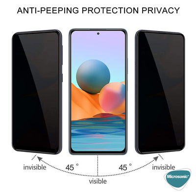 Microsonic Xiaomi Poco M3 Pro Invisible Privacy Kavisli Ekran Koruyucu Siyah