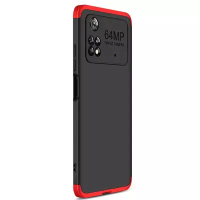 Microsonic Xiaomi Poco M4 Pro 4G Kılıf Double Dip 360 Protective AYS Siyah Kırmızı