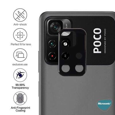 Microsonic Xiaomi Poco M4 Pro Kamera Lens Koruma Camı V2 Siyah
