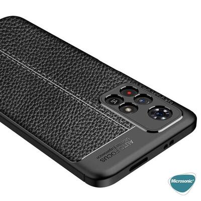 Microsonic Xiaomi Poco M4 Pro Kılıf Deri Dokulu Silikon Siyah