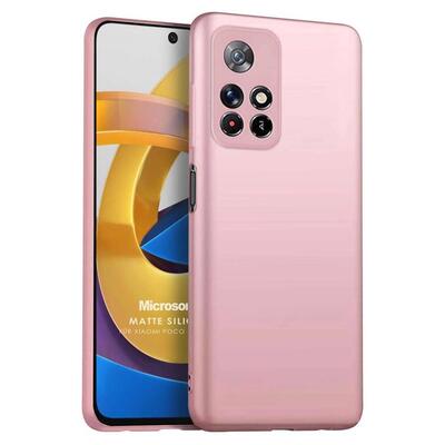 Microsonic Xiaomi Poco M4 Pro Kılıf Matte Silicone Rose Gold