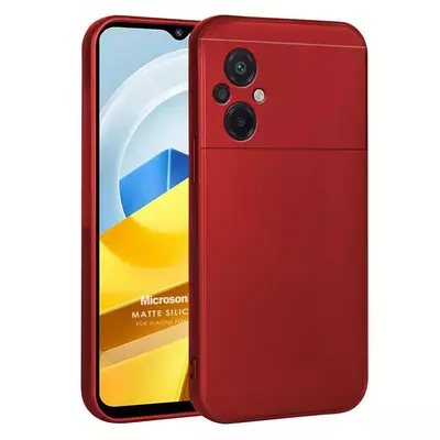 Microsonic Xiaomi Poco M5 Kılıf Matte Silicone Kırmızı