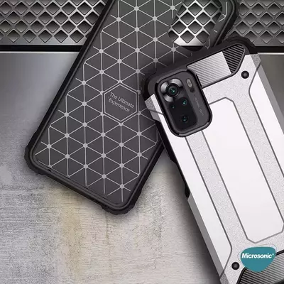 Microsonic Xiaomi Poco M5s Kılıf Rugged Armor Gümüş